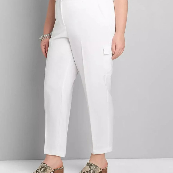 Lane Bryant Perfect Drape Relaxed Ankle Pant - White Cargo in Size 20P Petite - Picture 1 of 11